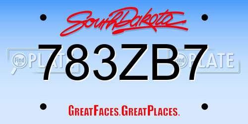 783ZB7 South Dakota License Plate