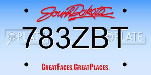 783ZBT South Dakota License Plate