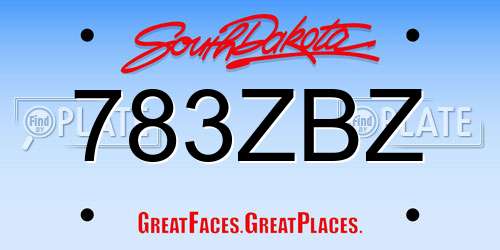 783ZBZ South Dakota License Plate