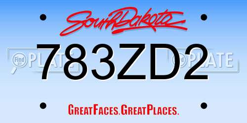 783ZD2 South Dakota License Plate