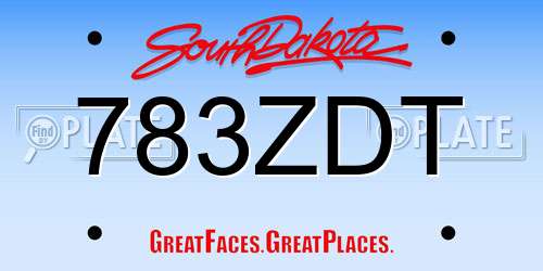 783ZDT South Dakota License Plate