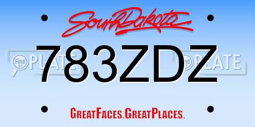 783ZDZ South Dakota License Plate
