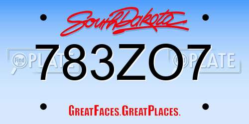783ZO7 South Dakota License Plate