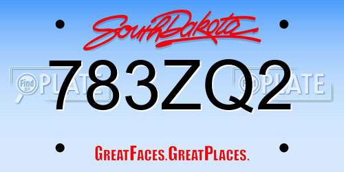 783ZQ2 South Dakota License Plate