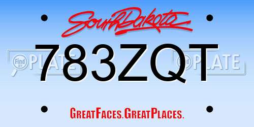 783ZQT South Dakota License Plate