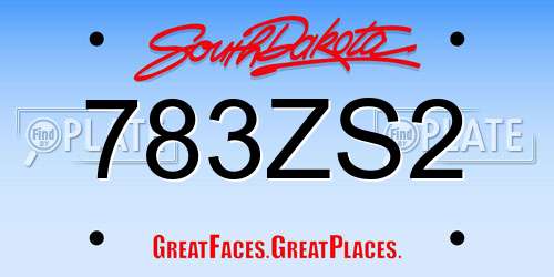 783ZS2 South Dakota License Plate