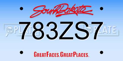 783ZS7 South Dakota License Plate