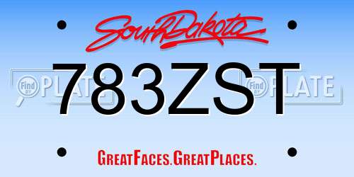 783ZST South Dakota License Plate