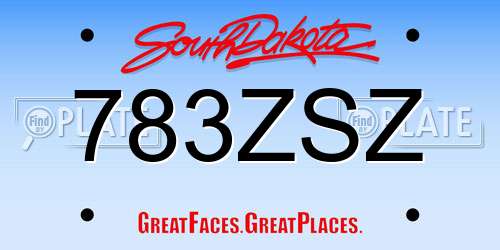 783ZSZ South Dakota License Plate