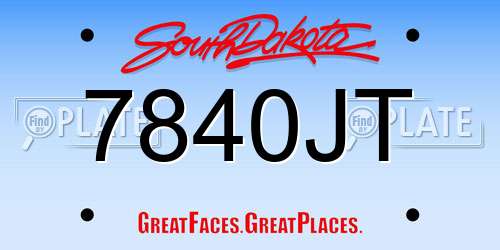 7840JT South Dakota License Plate
