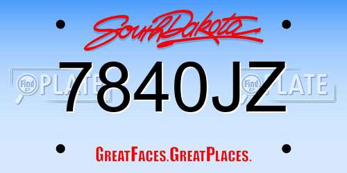 7840JZ South Dakota License Plate