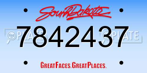 7842437 South Dakota License Plate