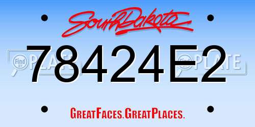 78424E2 South Dakota License Plate