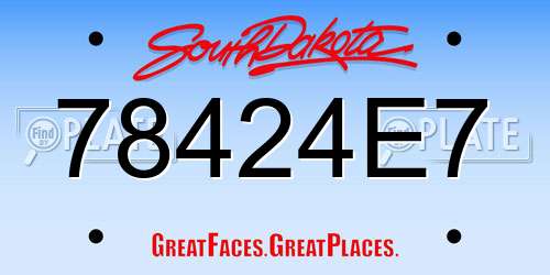 78424E7 South Dakota License Plate