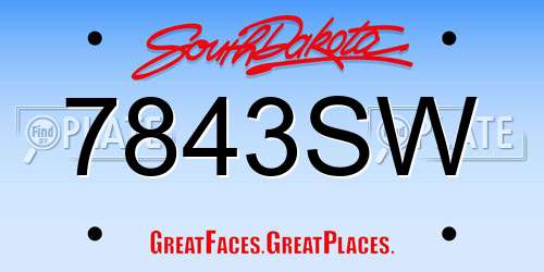 7843SW South Dakota License Plate