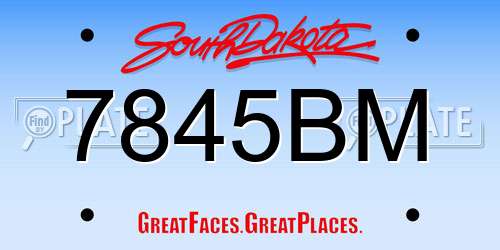 7845BM South Dakota License Plate