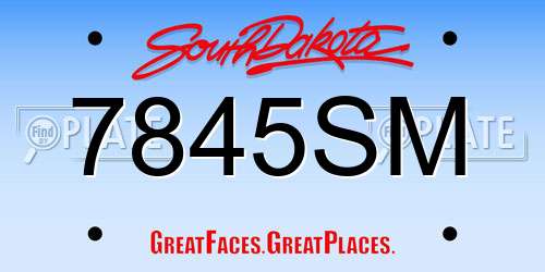 7845SM South Dakota License Plate
