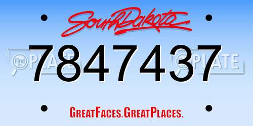 7847437 South Dakota License Plate