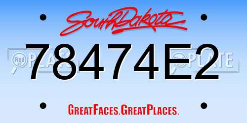 78474E2 South Dakota License Plate