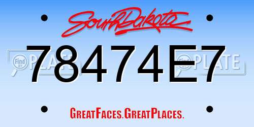 78474E7 South Dakota License Plate