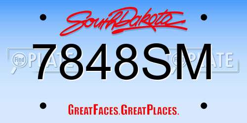 7848SM South Dakota License Plate