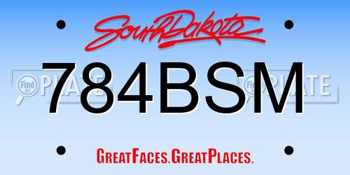 784BSM South Dakota License Plate