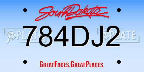 784DJ2 South Dakota License Plate