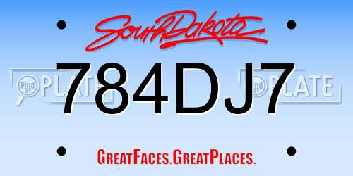 784DJ7 South Dakota License Plate