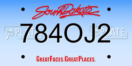 784OJ2 South Dakota License Plate