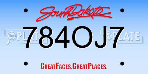 784OJ7 South Dakota License Plate