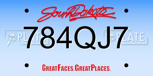 784QJ7 South Dakota License Plate