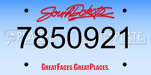 7850921 South Dakota License Plate