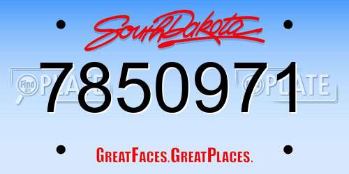7850971 South Dakota License Plate