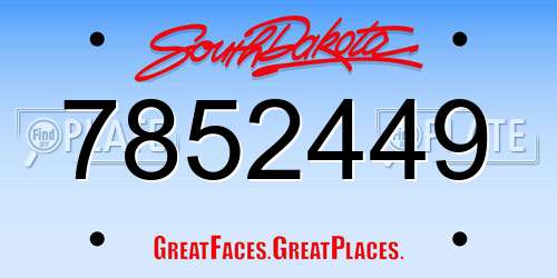 7852449 South Dakota License Plate