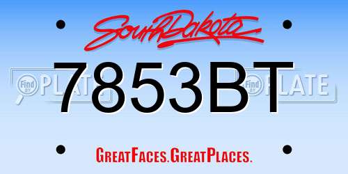 7853BT South Dakota License Plate