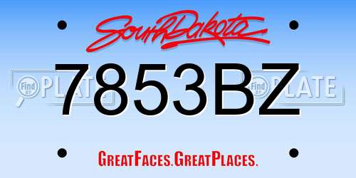 7853BZ South Dakota License Plate