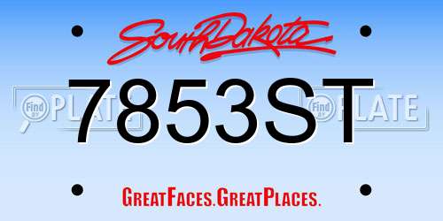 7853ST South Dakota License Plate