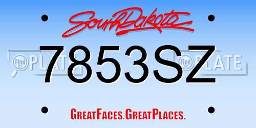 7853SZ South Dakota License Plate