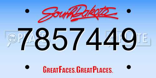 7857449 South Dakota License Plate
