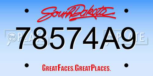 78574A9 South Dakota License Plate