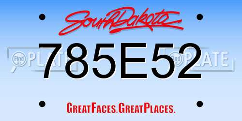 785E52 South Dakota License Plate