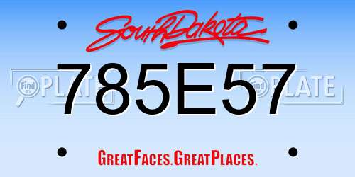 785E57 South Dakota License Plate