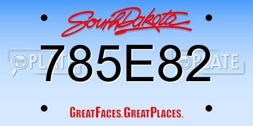 785E82 South Dakota License Plate