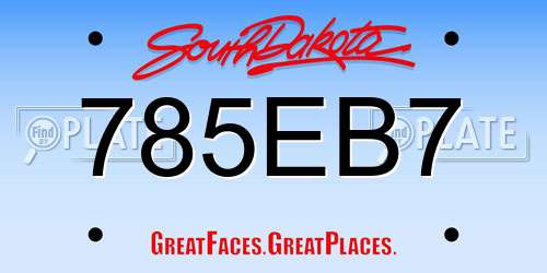 785EB7 South Dakota License Plate