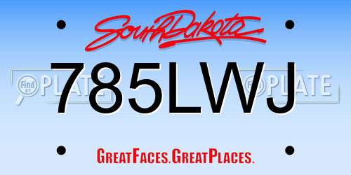 785LWJ South Dakota License Plate