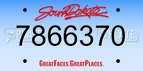 7866370 South Dakota License Plate
