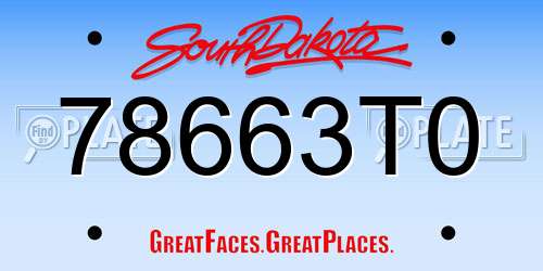 78663T0 South Dakota License Plate