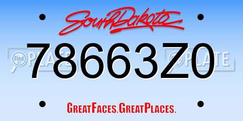 78663Z0 South Dakota License Plate