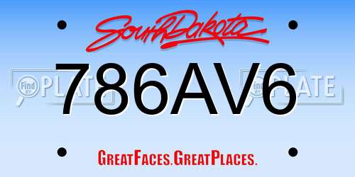 786AV6 South Dakota License Plate