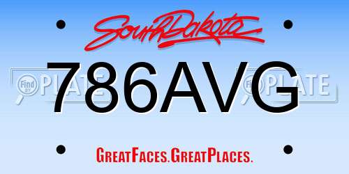 786AVG South Dakota License Plate